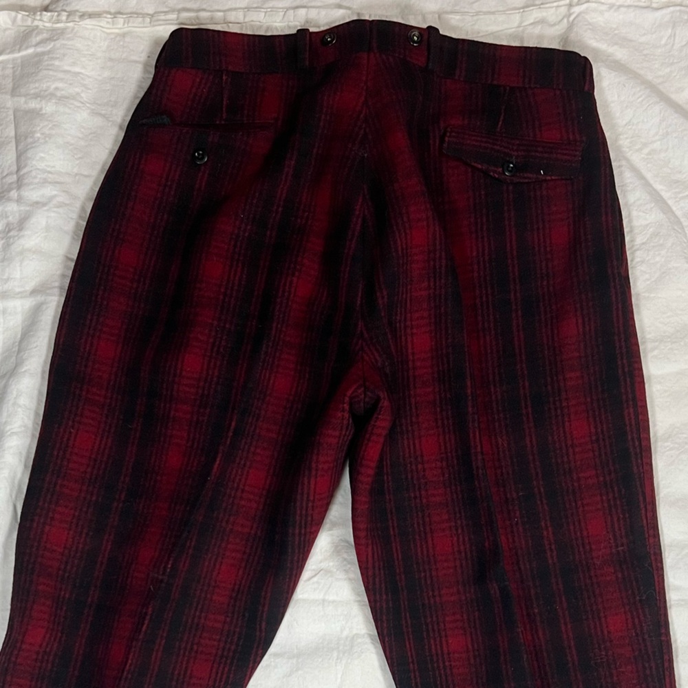 Vintage Woolrich Red & Black Plaid Wool Pants | Hunting / Workwear | USA Made - Picture 2 of 6